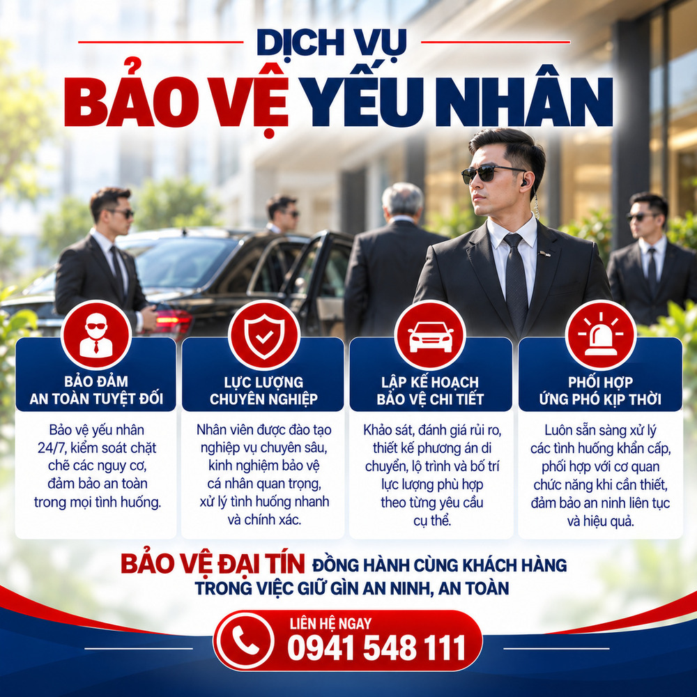 Dịch vụ bảo vệ yếu nhân tại Đại Tín