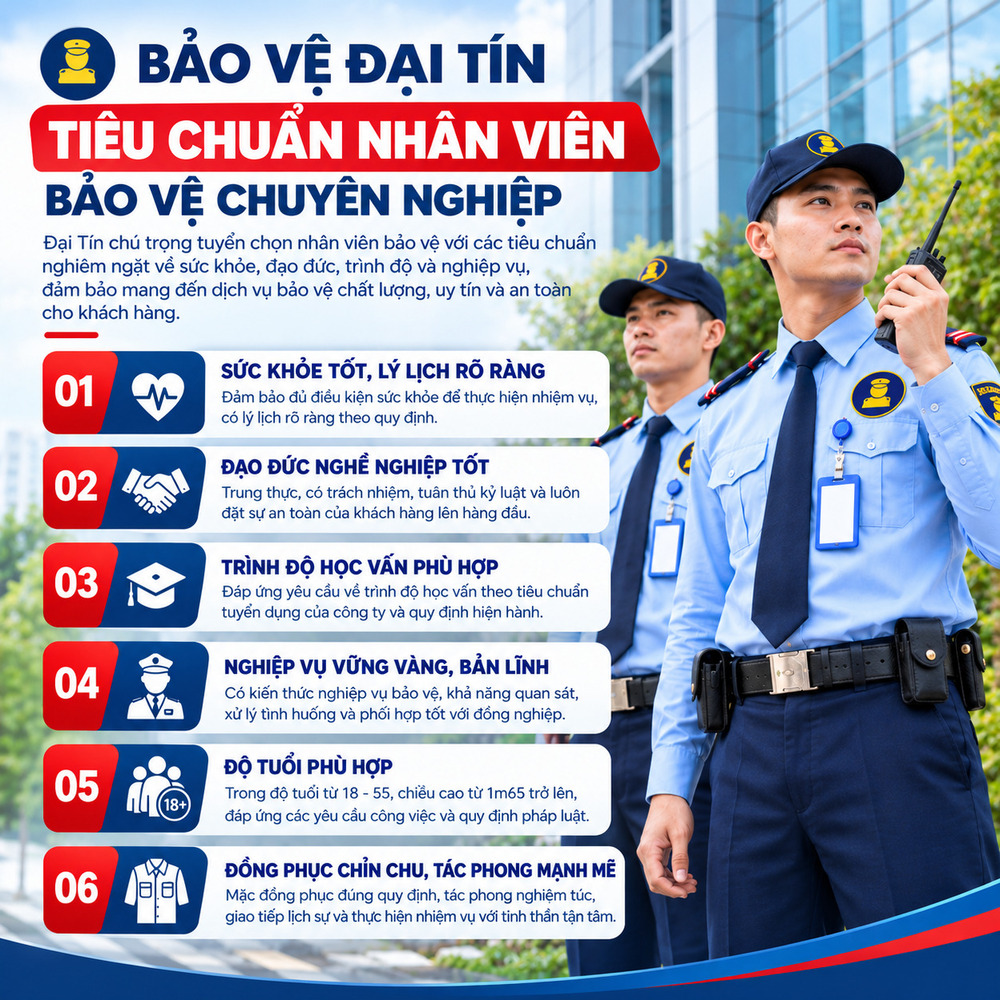 Tiêu chuẩn của nhân viên bảo vệ tại Đại Tín